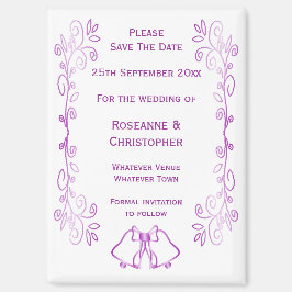 Aimant Purple Bells Scroll Design Wedding Enregistrer La