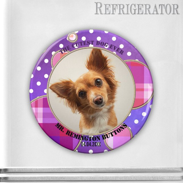 Aimant Purple Cutest Gardien de l'animal de compagnie Aim (Cute photo frame magnet featuring your custom photo framed by a modern purple artistic design)