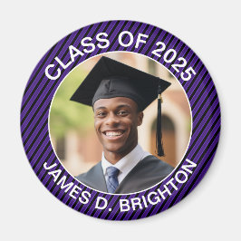 Aimant Purple et Black Photo Football Graduation