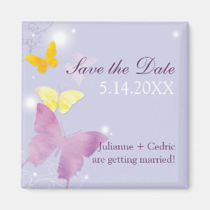 Aimant Purple + Faire-part de mariage à papillon Lavender