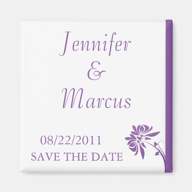 Aimant Purple Floral Enregistrer l'aimant Date (Devant)