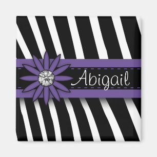 Aimant Purple Floral Gem & Zebra Pattern