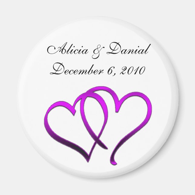 Aimant Purple Hearts Enregistrer l'aimant de date (Devant)