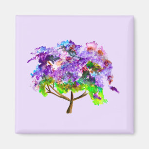 Aimant Purple Jacaranda tree watercolor fine art