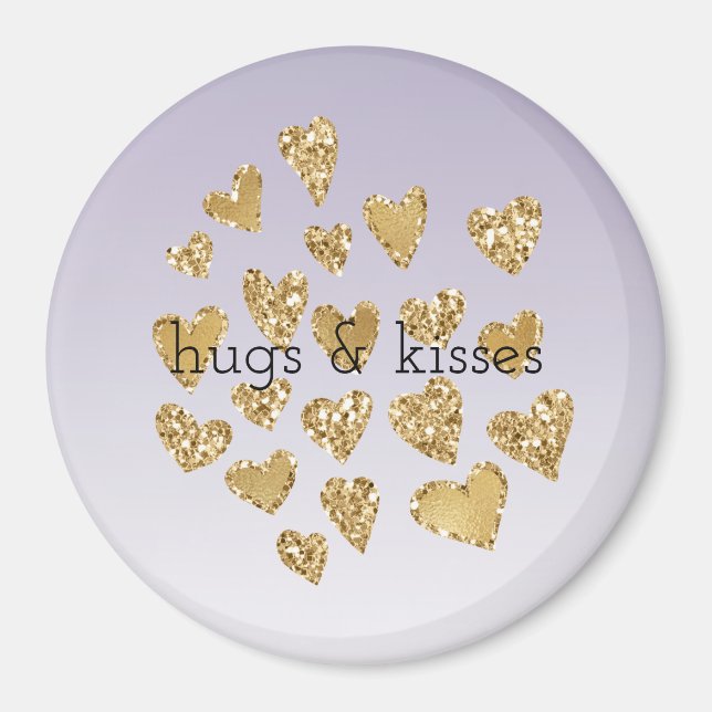Aimant Purple Ombre Sparkle Gold Coeurs de Parties scinti (Devant)