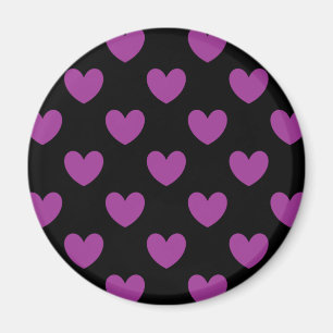 Aimant Purple polka hearts on black