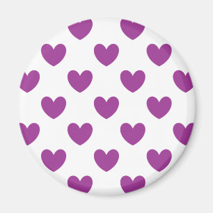 Aimant Purple polka hearts on white