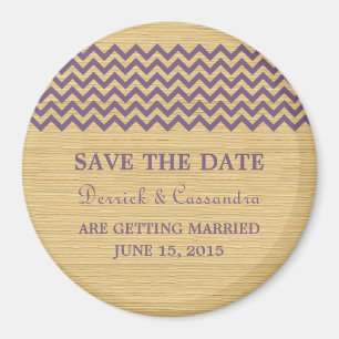 Aimant Purple Rustic Chevron Enregistrer l'aimant de date