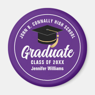 Aimant Purple White Lycée Graduate 2025 Graduation