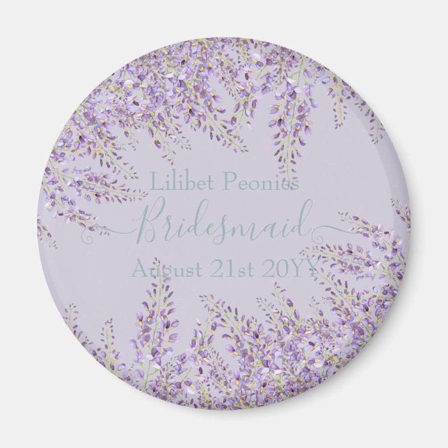 Aimant Purple Wisteria Sage Floral Garden Mariage (Devant)