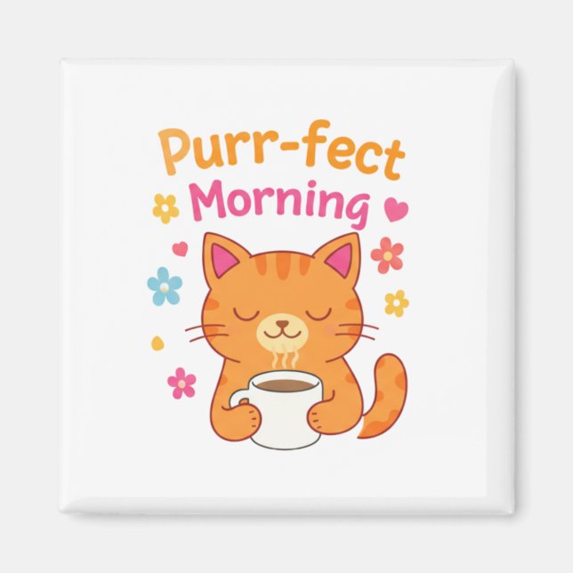 Aimant Purr-fect Morning Cat Coffee Mug – Cute Cat Lover  (Devant)
