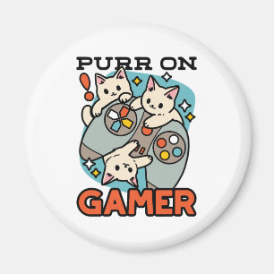 Aimant Purr On Gamer - Conception De Jeu De Chat Cute