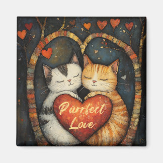 Aimant Purrfect Love A Cosy Cat Embrasser Artwork