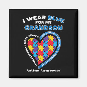 Aimant Puzzle I Wear Blue Grandson Sensibilisation sur l'