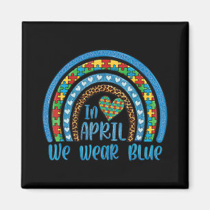 Aimant Puzzle Rainbow En avril We Wear Blue shirt Autism