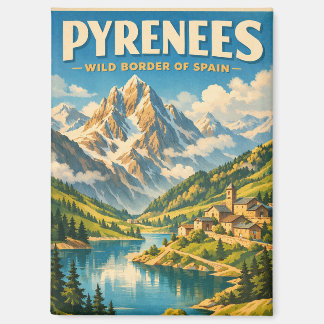 Aimant Pyrenees, Spain, in a classic retro travel