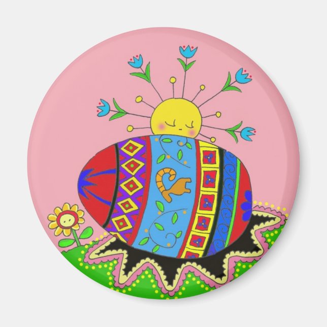 Aimant Pysanka et Sun Ukrainian Folk Art (Devant)