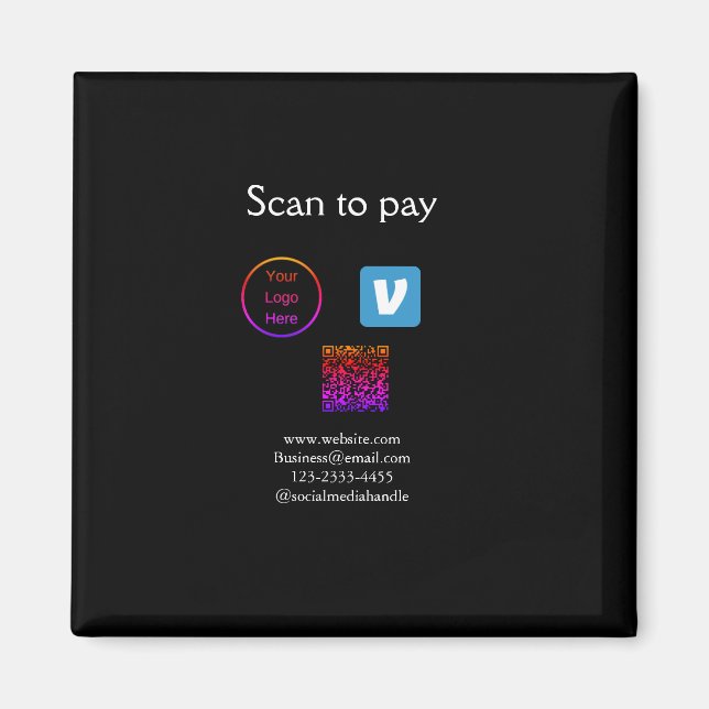 Aimant Q R code venmo scanner pour payer ajouter le logo  (Devant)