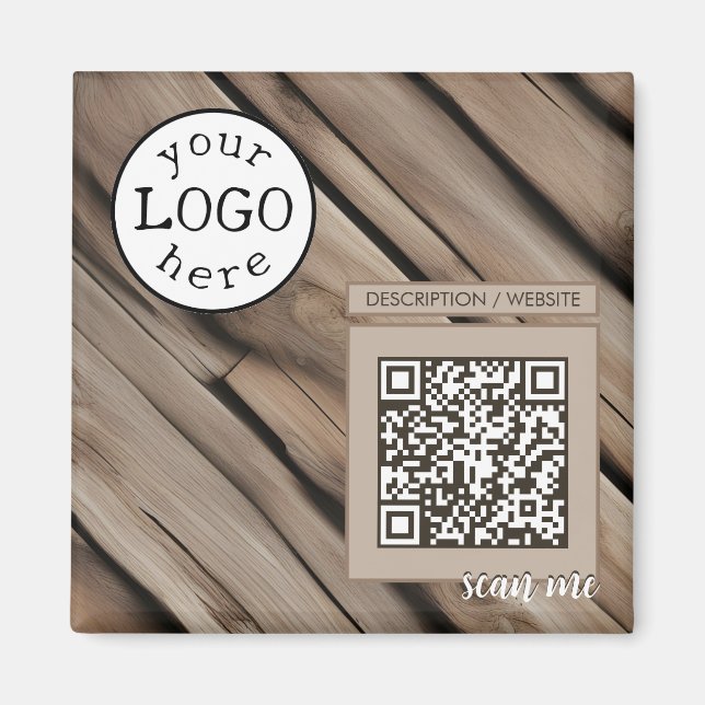 Aimant QR Code pour le bois rustique d'affaires (Devant)