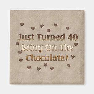 Aimant quarantième L'anniversaire signifie le chocolat