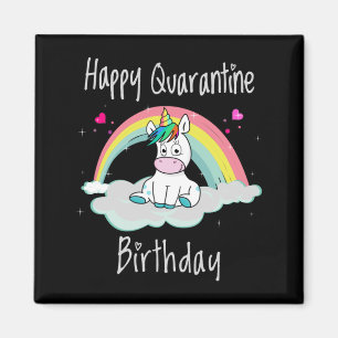 Aimant Quarantine Anniversaire Unicorn arc-en-ciel