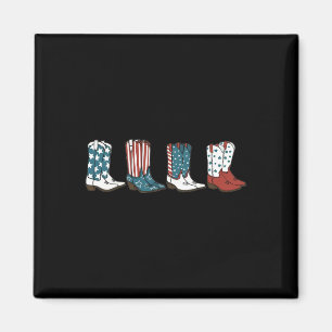 Aimant Quatre Juillet 4ème Juillet Bottes Western Cowboy