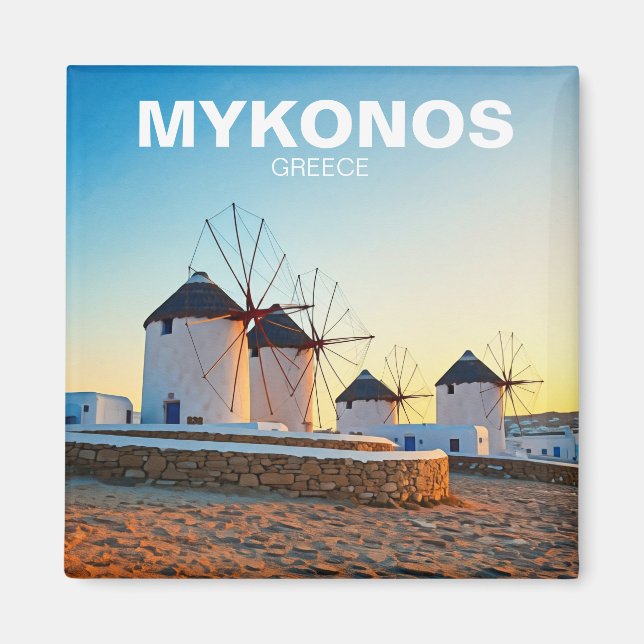 Aimant Quatre moulins à vent à Mykonos Grèce Cyclades Voy (Devant)
