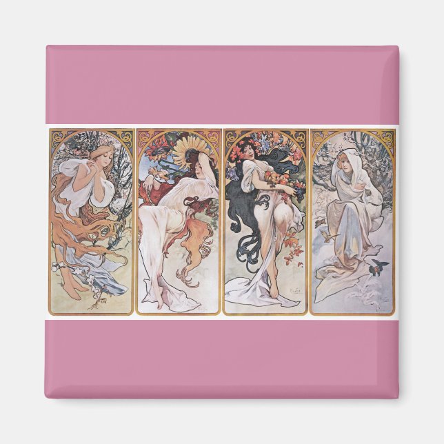 Aimant Quatre saisons, Mucha (Devant)