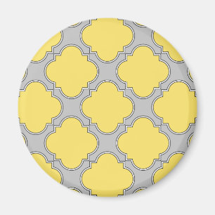 Aimant Quatrefoil jaune et gris