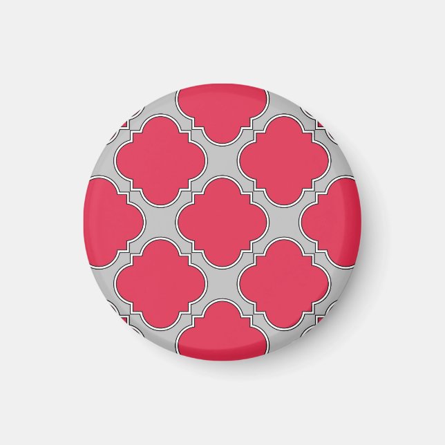 Aimant Quatrefoil rouge et gris (Devant)