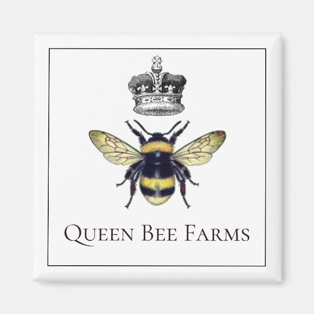 Aimant Queen Bee Et Crown Farm Ou Apiary (Devant)