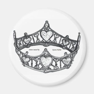 Aimant Queen Heart Monotone Argent Couronne Tiara blanc
