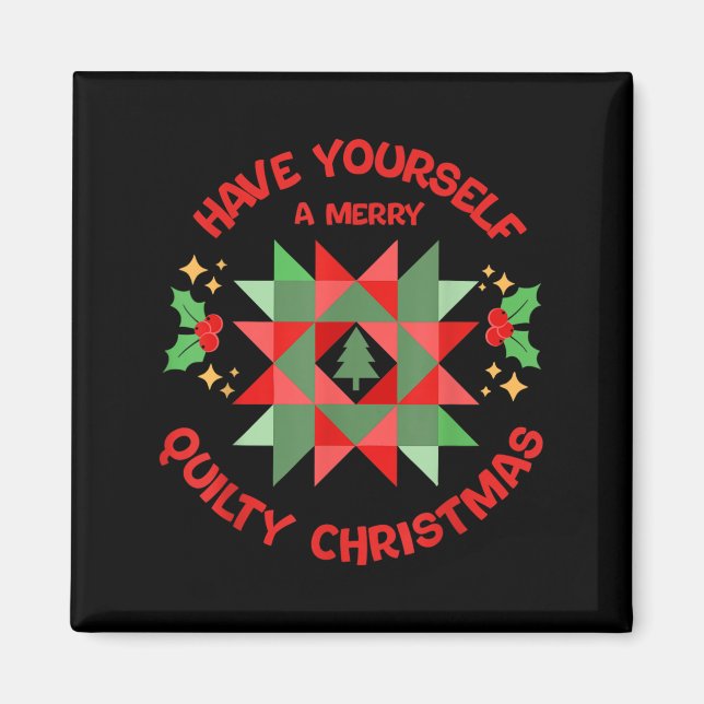 Aimant Quilter Merry Quilt Christmas Tree Quilt Block Qu (Devant)