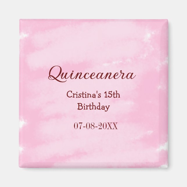 Aimant Quinceanera anos 15e anniversaire ajouter nom text (Devant)