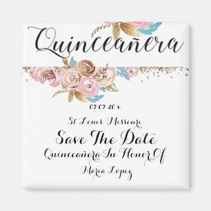 Aimant Quinceanera Florale vintage Sauvegarder l'aimant D
