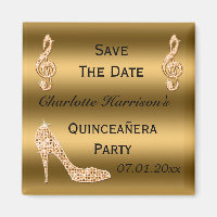 Quinceañera Glamour Enregistrer La Date Gold Stile