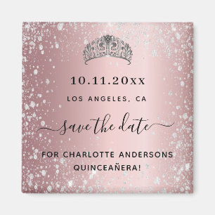 Aimant Quinceanera parties scintillant rose vif tiara enr