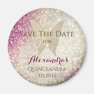 Aimant Quinceanera Rose Enregistrer La Date