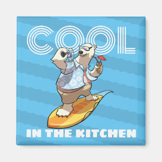 Aimant Quirky Polar Bear Cool In The Kitchen Surf Cartoon