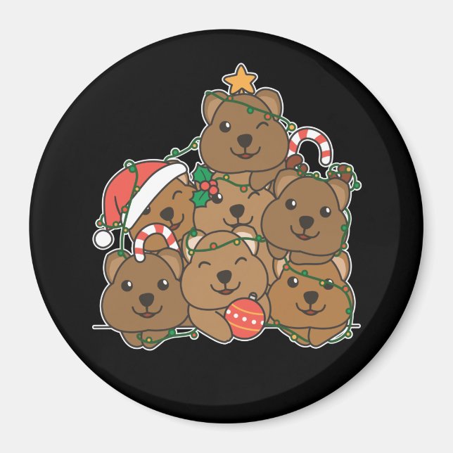 Aimant Quokka Christmas Tree Drôle Animal Christmas Magne (Devant)