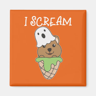 Aimant Quokka Halloween Ghost I Scream Ice Cream Pun