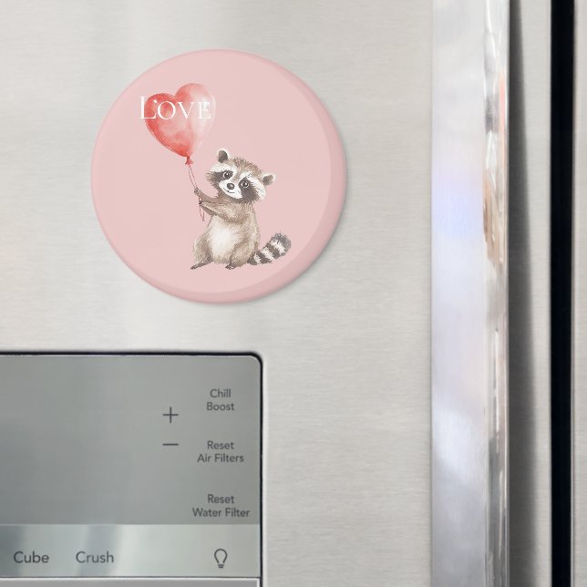 Aimant Raccoon avec un amour de ballon (In situ (réfrigérateur))