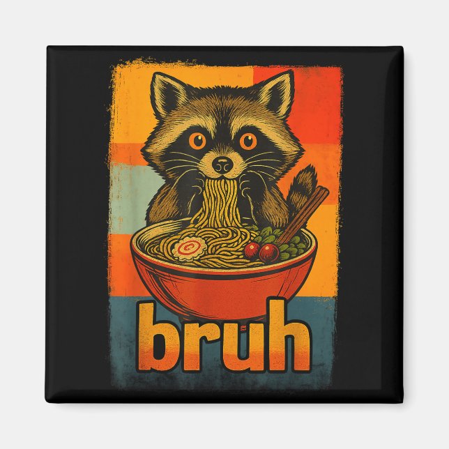 Aimant Raccoon Eating Japanese Ramen Noodles Men Women Ki (Devant)