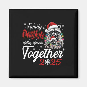 Aimant Raccoon Famille Noël Faire des souvenirs ensemble