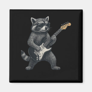 Aimant Raccoon Jouer Guitare Rock Et Roll Cadeaux Hommes 