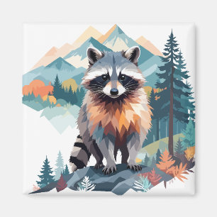 Aimant Raccoon Vector Art Animal Dans La Nature Majestueu