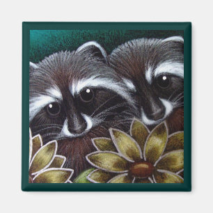 Aimant RACCOONS DANS L'Aimant JARDIN