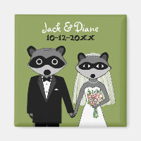 Raccoons Mariage mariée et groom avec texte person