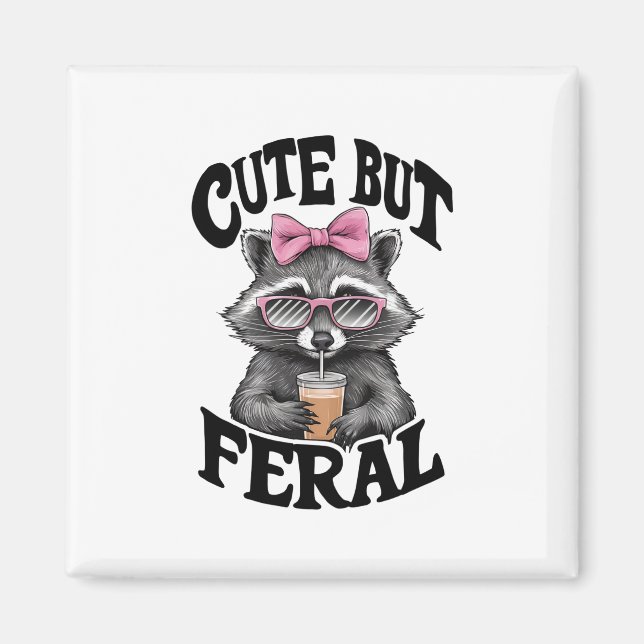 Aimant Racoon Mignonne Mais Feral Avec Lunettes De Soleil (Devant)