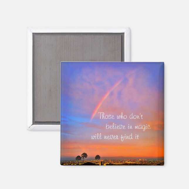 Aimant Rainbow Sunset Photo Croire en Citation Magique Sc (Recto/Verso)